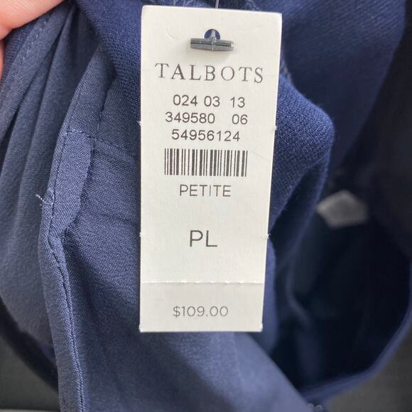 Talbots Trouser Pants Navy Blue High Rise Pleated Cuffed NEW Womens Large Petite - Picture 6 of 8